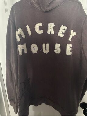 Disney Men's Crewneck Sweatshirt in Dark Brown with White Applique